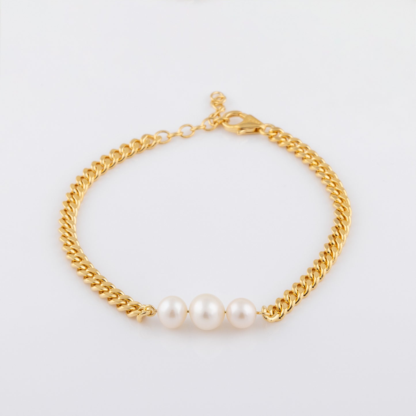Gold Vermeil Bracelet with Three Freshwater Pearls