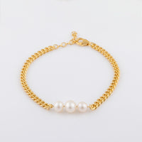 Gold Vermeil Bracelet with Three Freshwater Pearls