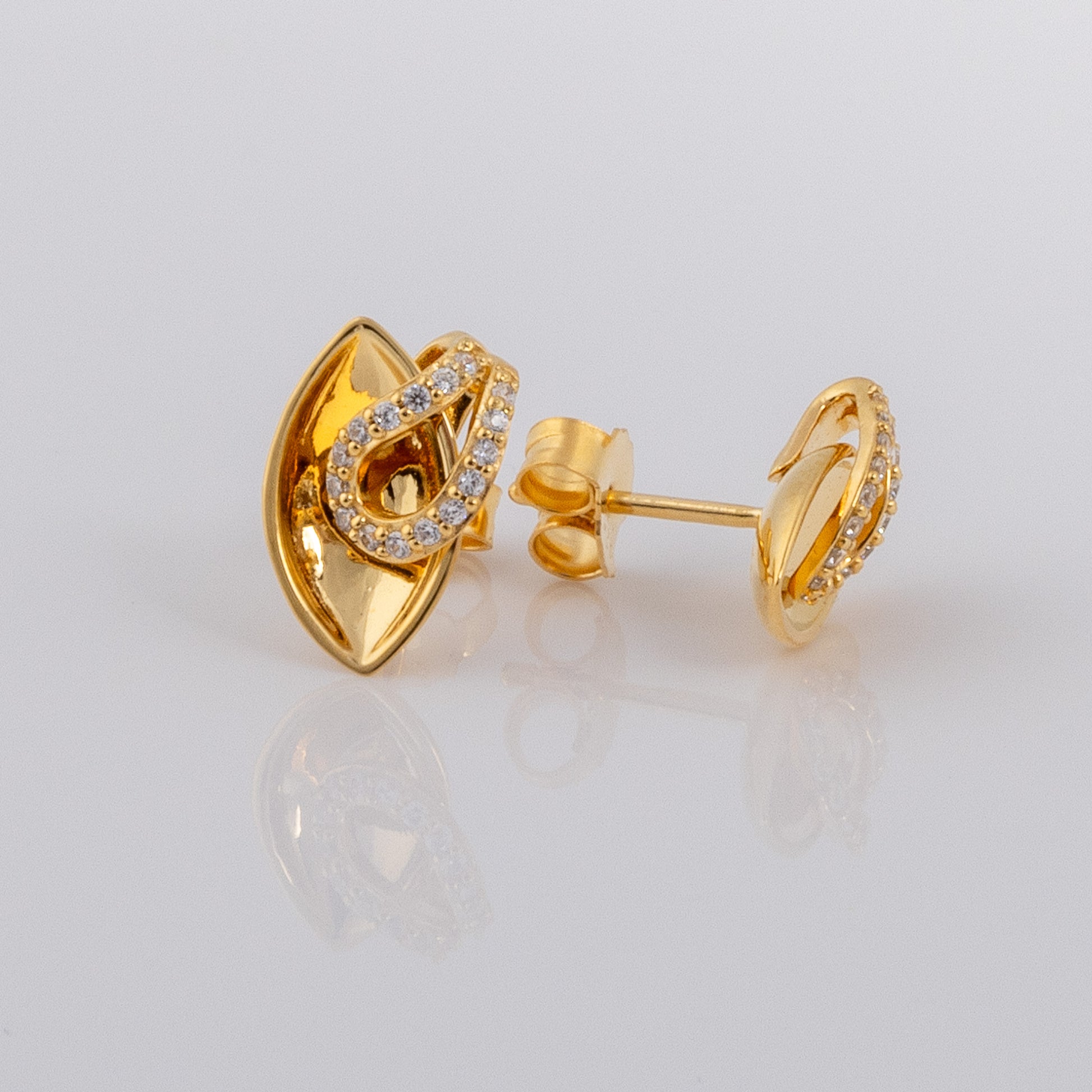 Gold Vermeil Stud Earrings with Cubic Zirconia