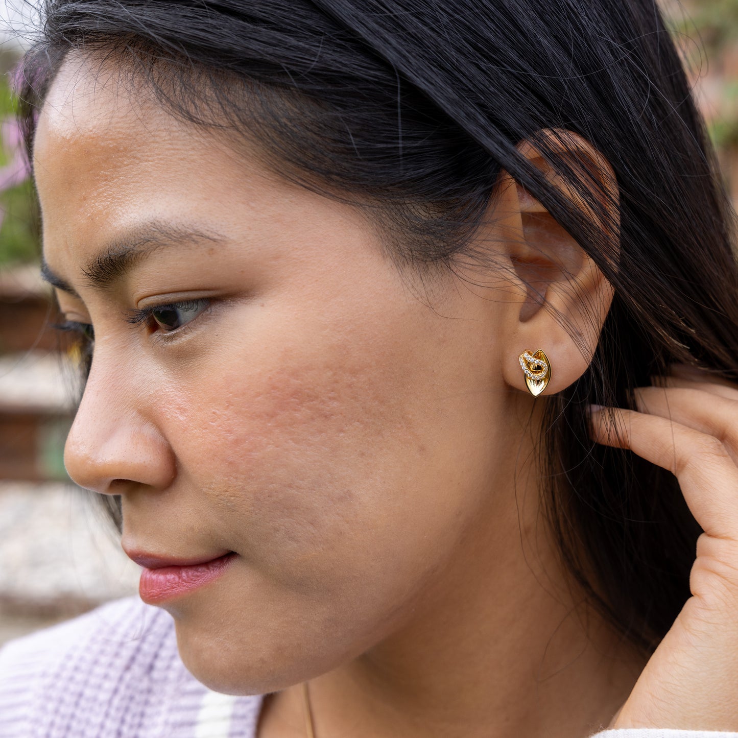 Gold Vermeil Stud Earrings with Cubic Zirconia
