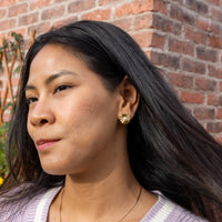 Gold Vermeil Stud Earrings with Central Freshwater Pearl