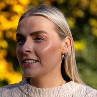 Huggie Hoop Silver Rhodium Earrings