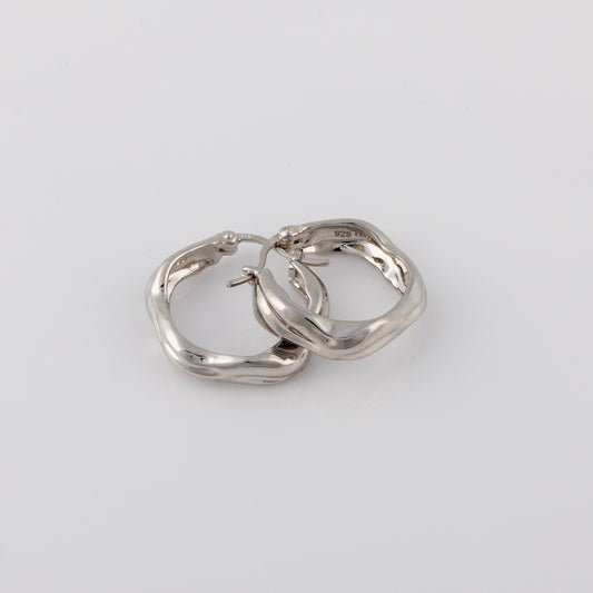 Huggie Hoop Silver Rhodium Earrings