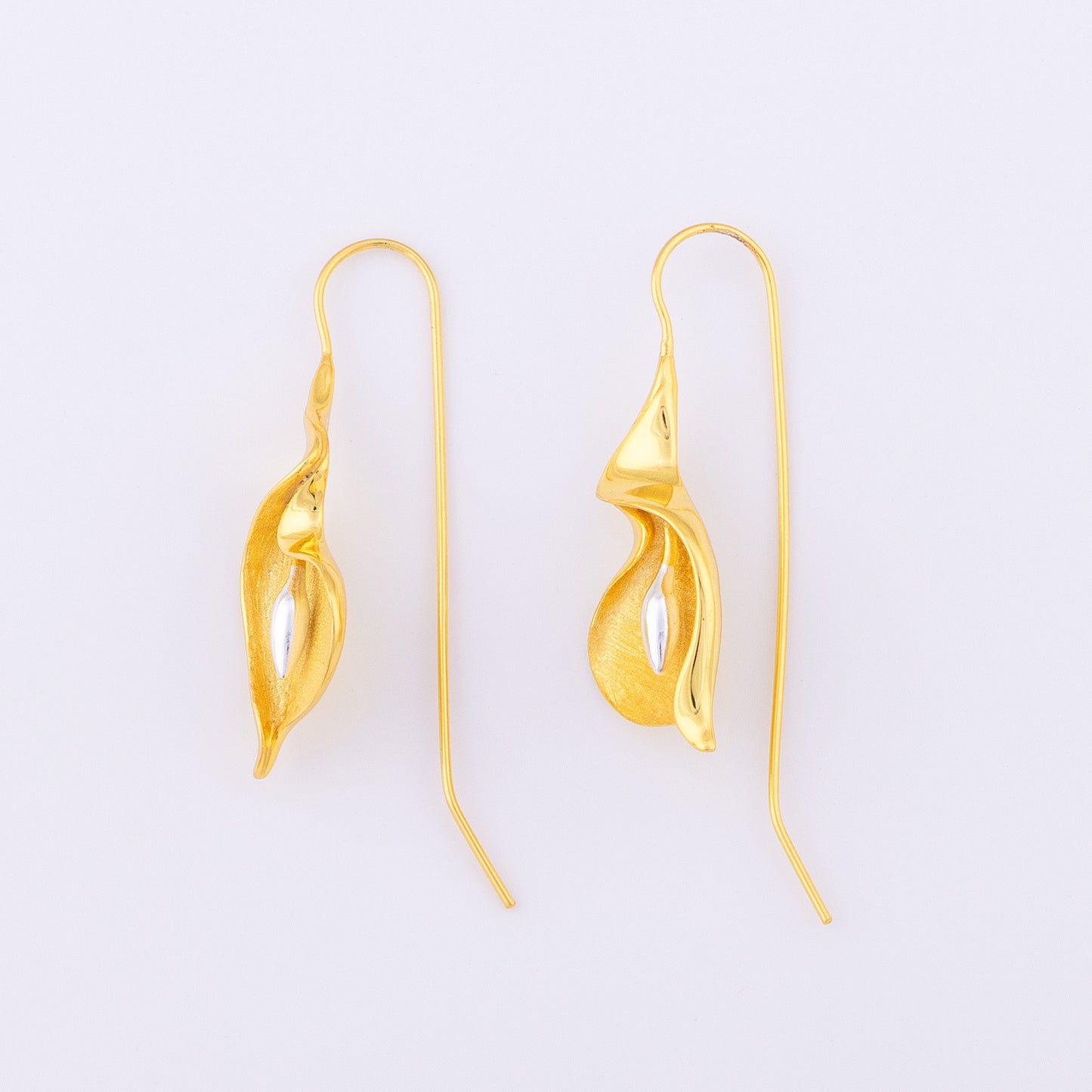 Unique, ststament fishhook earrings. Gold vermeil large earrings. Tarnish free and hypoallergenic