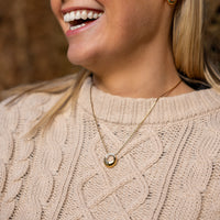 Gold Vermeil Circle Pendant Necklace with White Cubic Zirconia