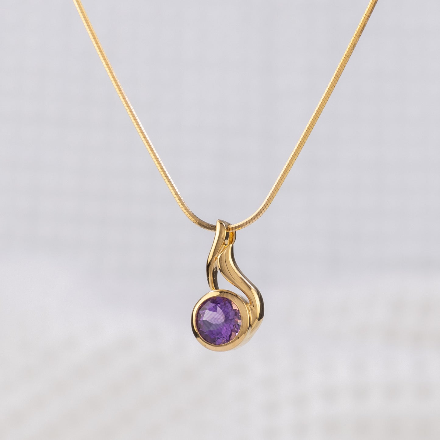 Gold Vermeil Pendant Necklace with Sparkly Amethyst