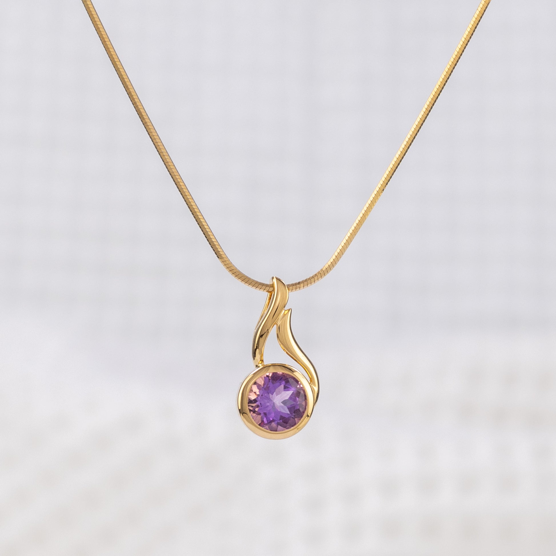 Gold Vermeil Pendant Necklace with Sparkly Amethyst
