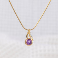 Gold Vermeil Pendant Necklace with Sparkly Amethyst