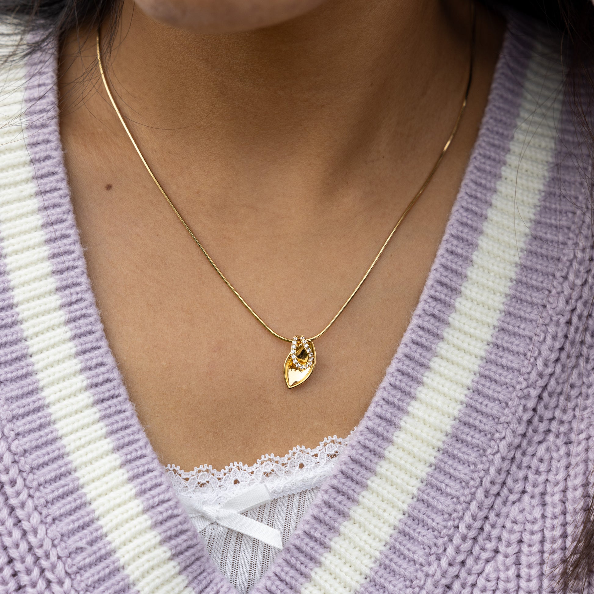 Gold Vermeil Pendant Necklace with Cubic Zirconia