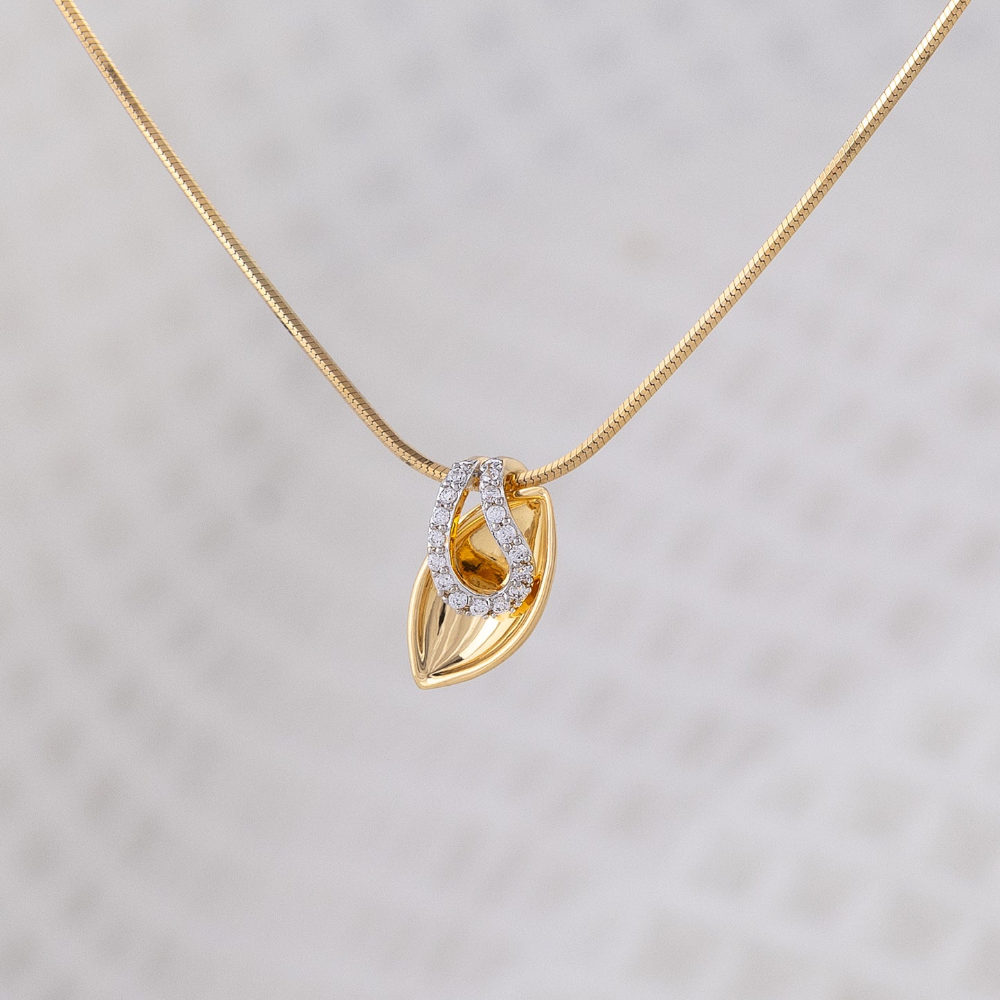 Gold Vermeil and Silver Rhodium Pendant Necklace with Cubic Zirconia