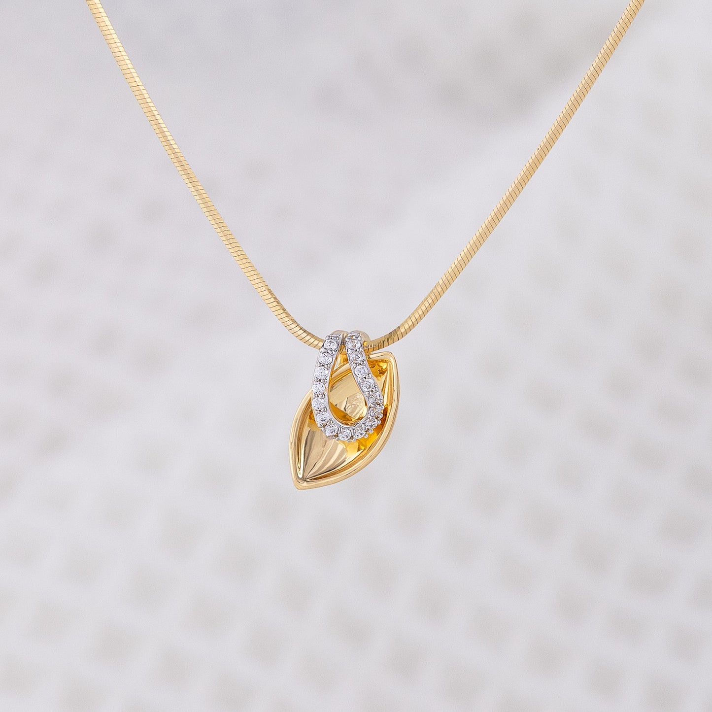 Gold Vermeil and Silver Rhodium Pendant Necklace with Cubic Zirconia