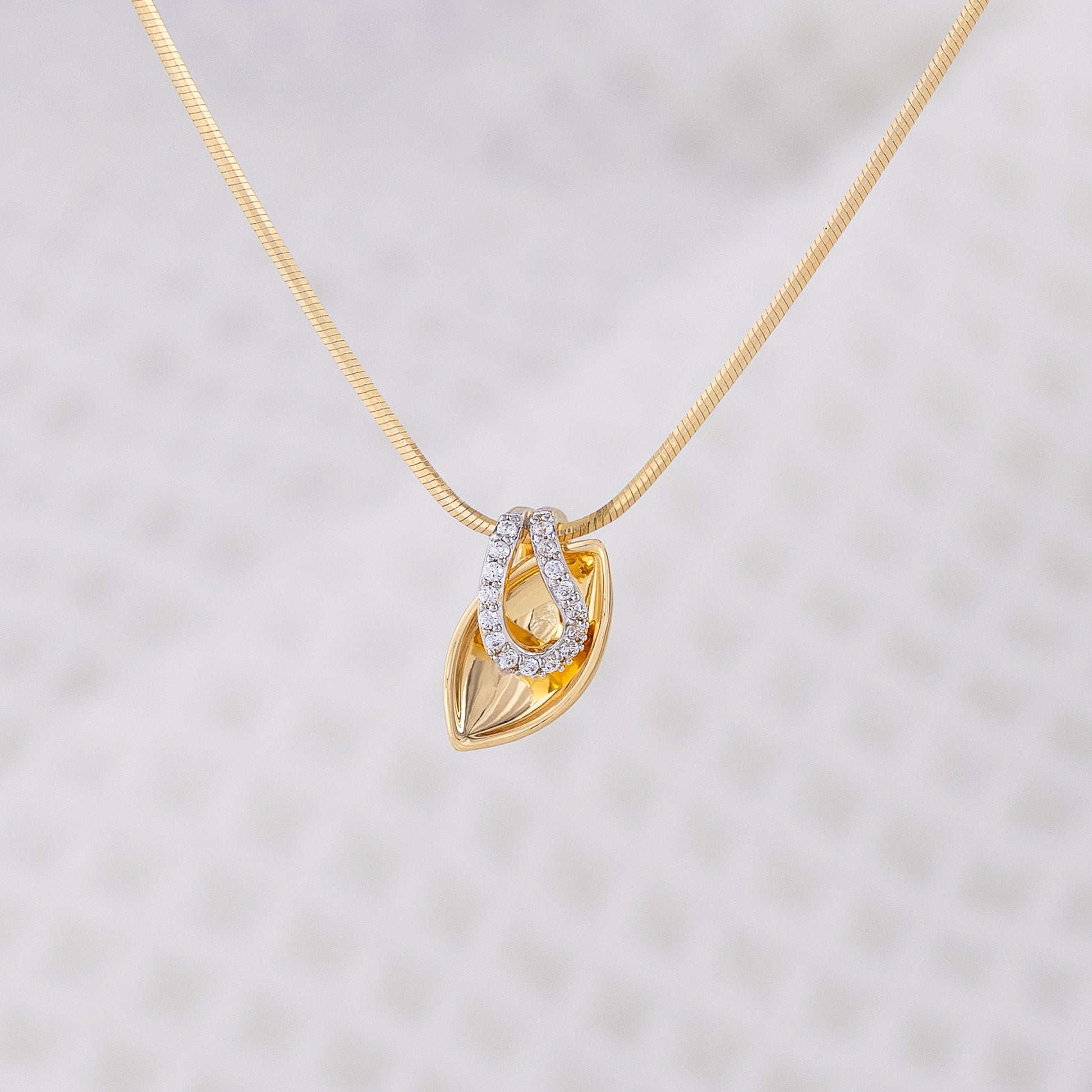 Gold Vermeil and Silver Rhodium Pendant Necklace with Cubic Zirconia