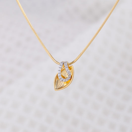 Gold Vermeil and Silver Rhodium Pendant Necklace with Cubic Zirconia