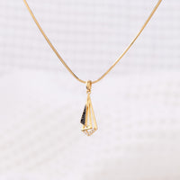 Classy Pendant Necklace with White Cubic Zirconia and Black Crystals, Black Rhodium Plating and Gold Vermeil