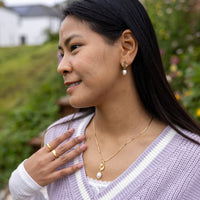 Gold Vermeil Pendant Necklace with Freshwater Pearl Dangling