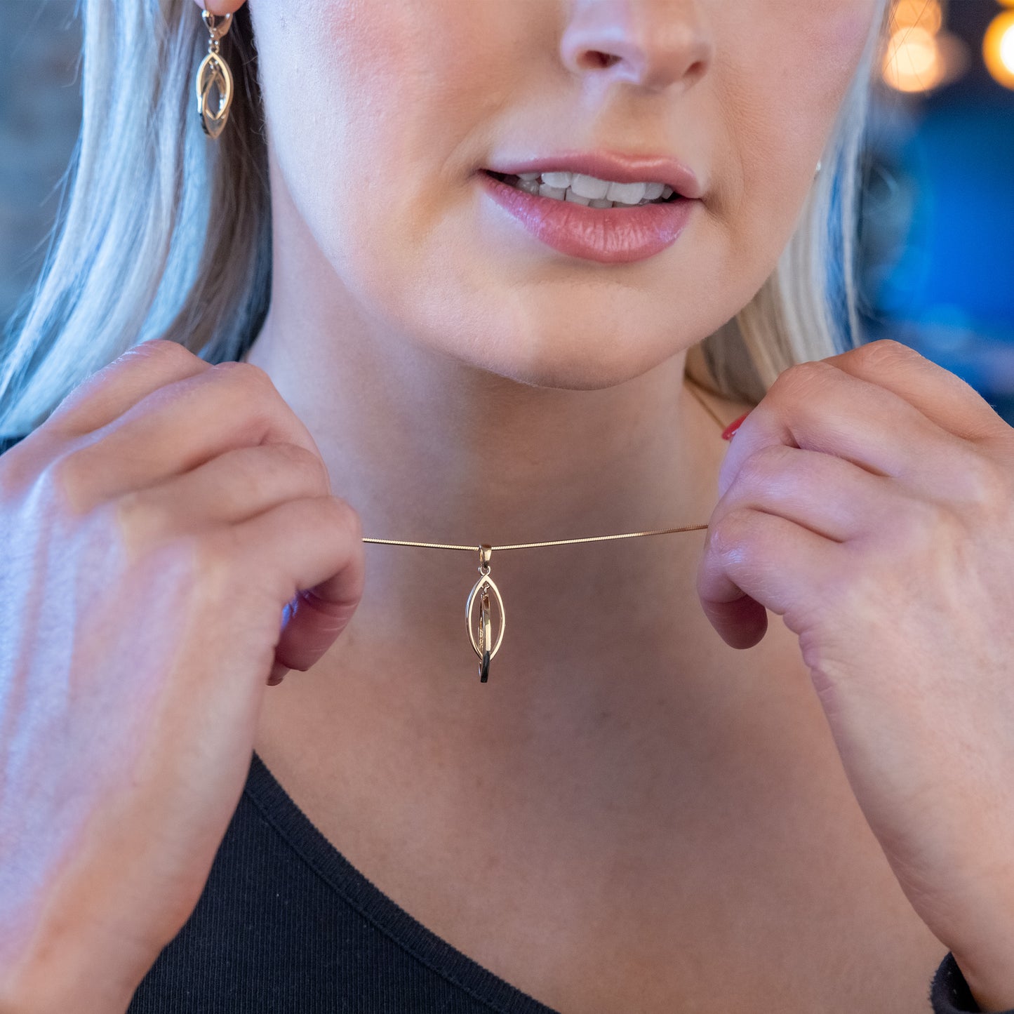 Gold Vermeil Pendant Necklace with Two Intertwining Shapes