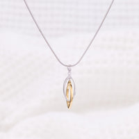 Silver Rhodium and Gold Vermeil Pendant Necklace with Two Intertwining Shapes