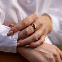 Gold Vermeil and Black Enamel Ring with Wave Design