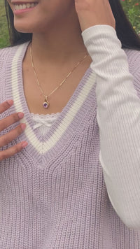 Gold Vermeil Pendant Necklace with Sparkly Amethyst