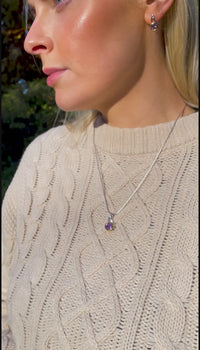 Silver Rhodium and Gold Vermeil Stud Earrings with Sparkly Amethyst