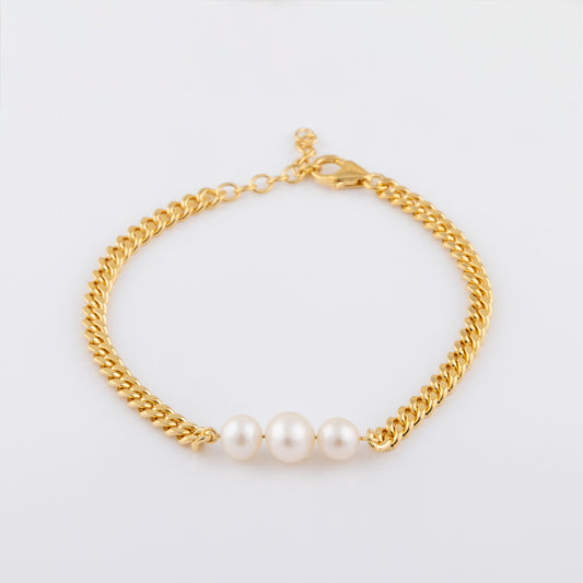 Gold Vermeil Bracelet with Three Freshwater Pearls