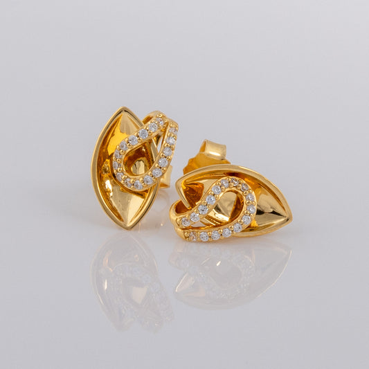Gold Vermeil Stud Earrings with Cubic Zirconia