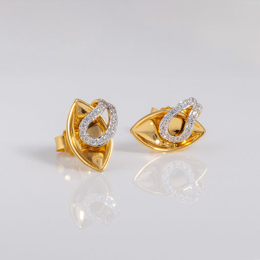Gold Vermeil and Silver Rhodium Stud Earrings with Cubic Zirconia