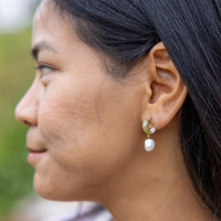 Gold Vermeil Stud Earrings with Freshwater Pearl Dangling