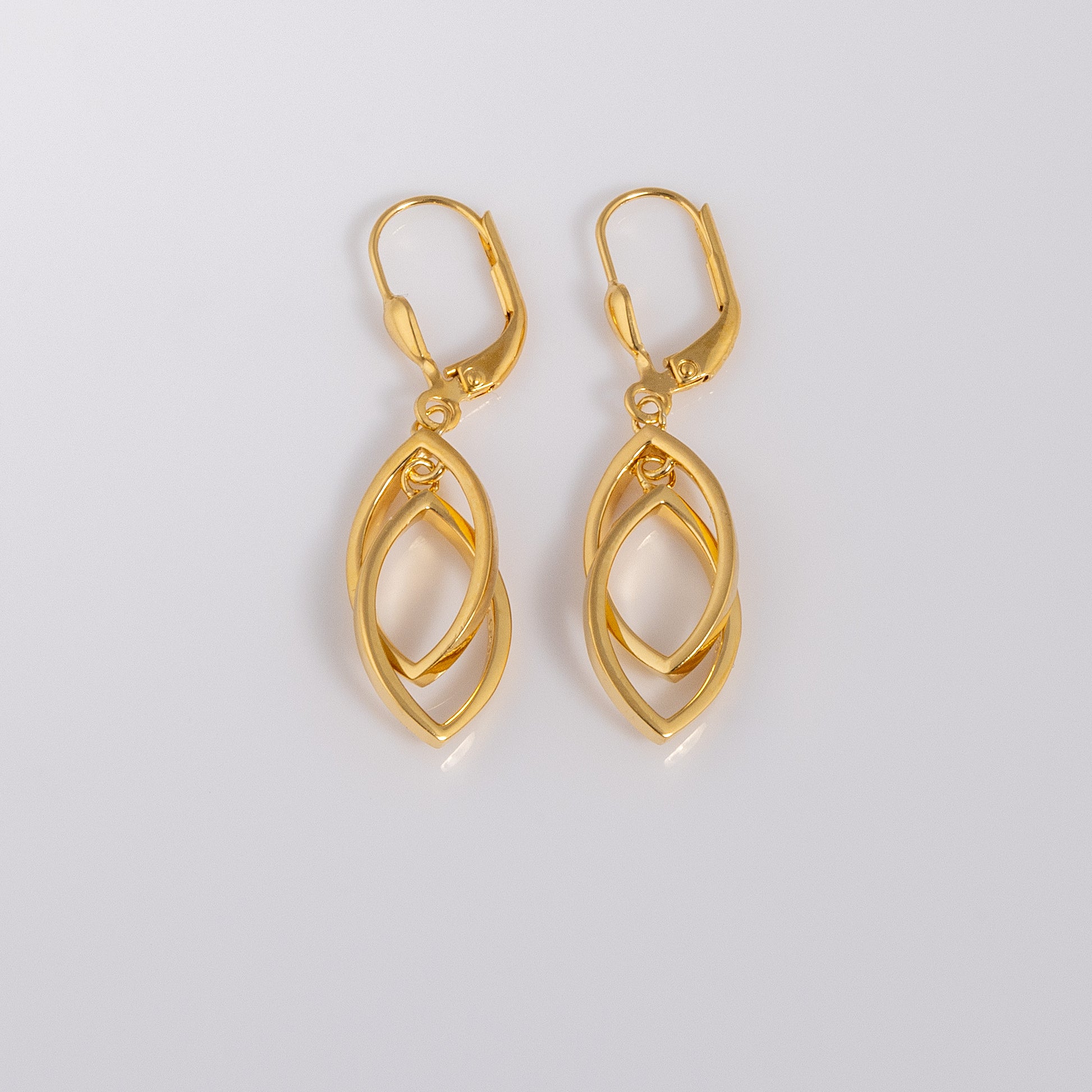 Gold Vermeil Lever Back Earrings with Two Intertwining Shapes