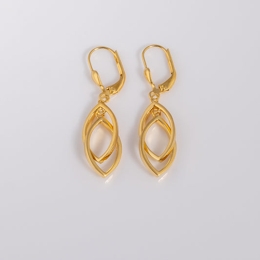 Gold Vermeil Lever Back Earrings with Two Intertwining Shapes