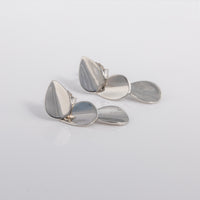 Dangly Stud Earrings with Three Silver Rhodium Plated Falling Drops