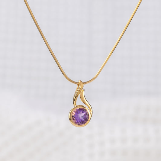 Gold Vermeil Pendant Necklace with Sparkly Amethyst