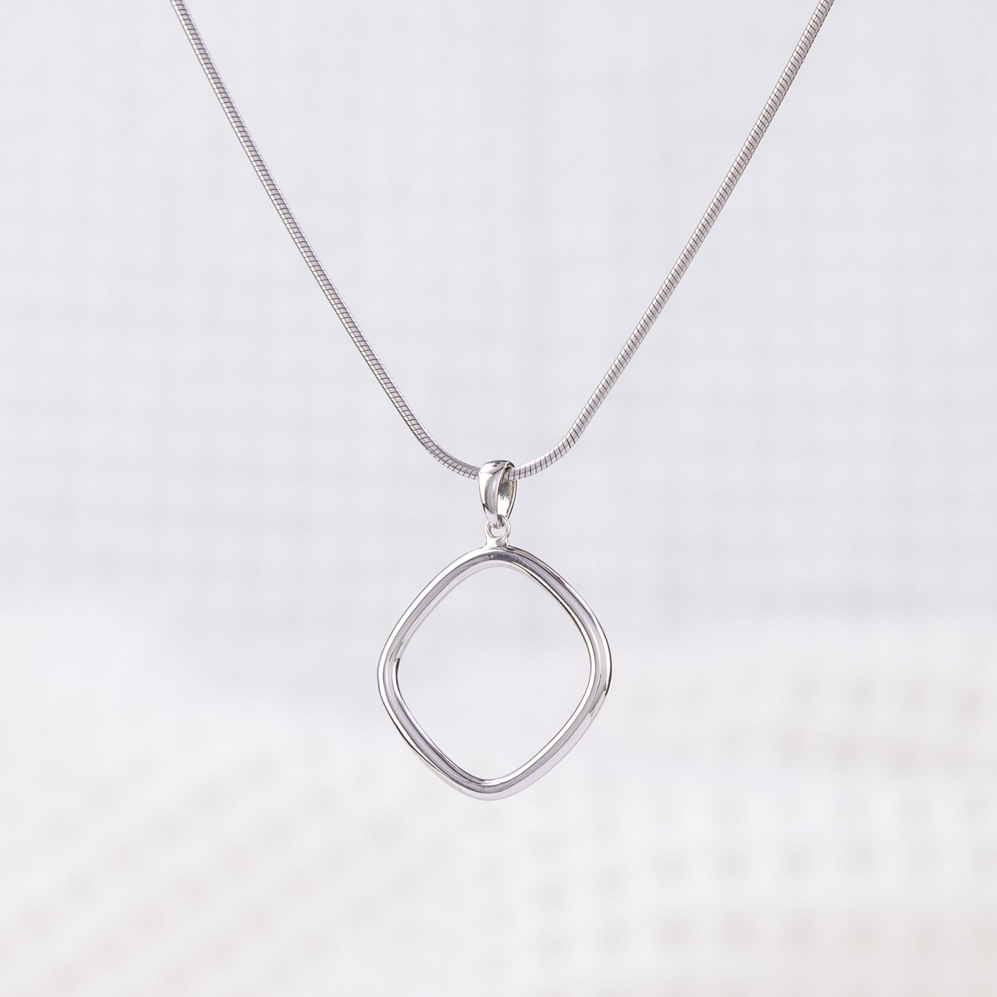 Simple Silver Rhodium Pendant Necklace