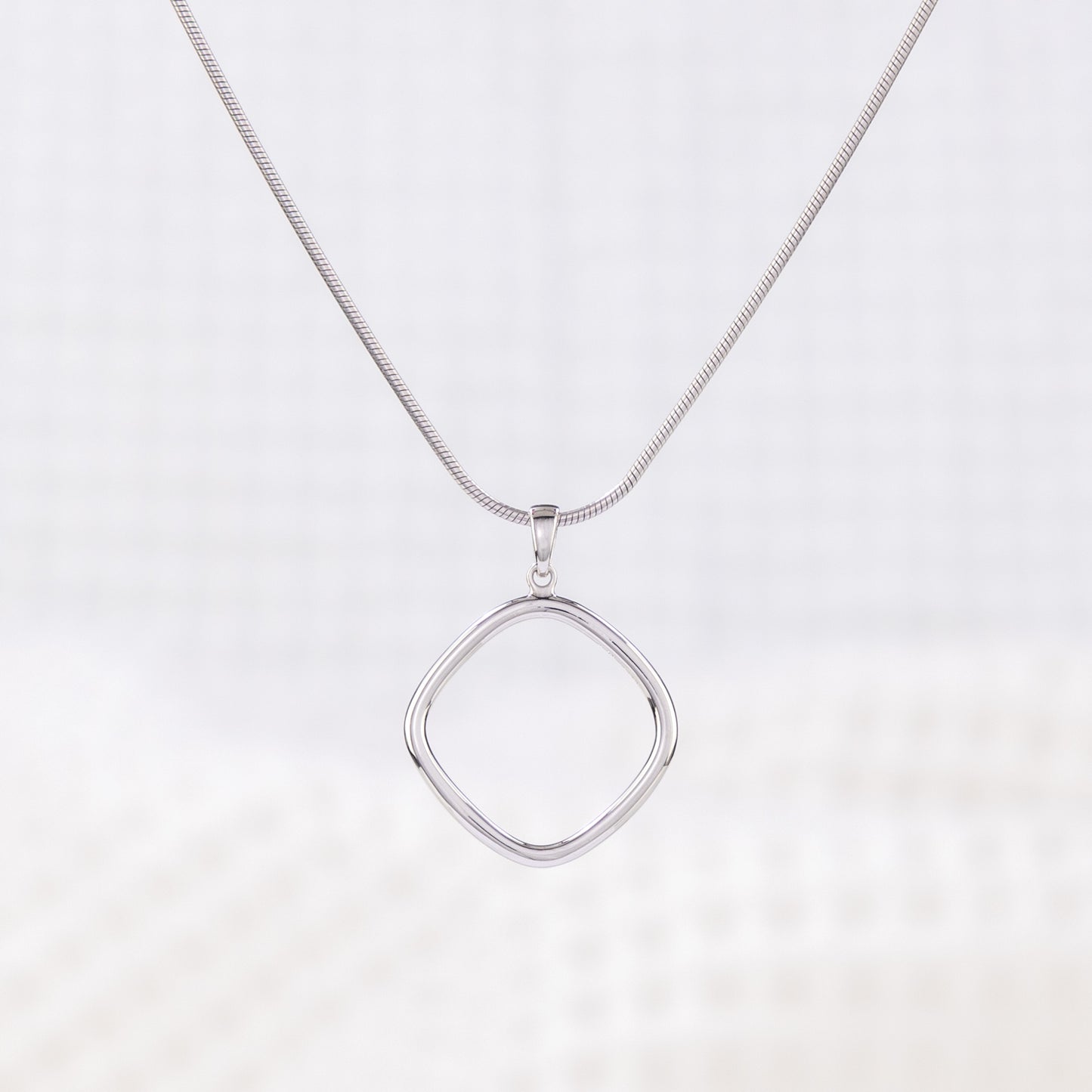 Simple Silver Rhodium Pendant Necklace