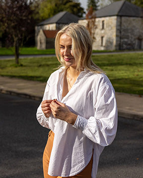 Roisín modelling jewellery in Mullan Village.